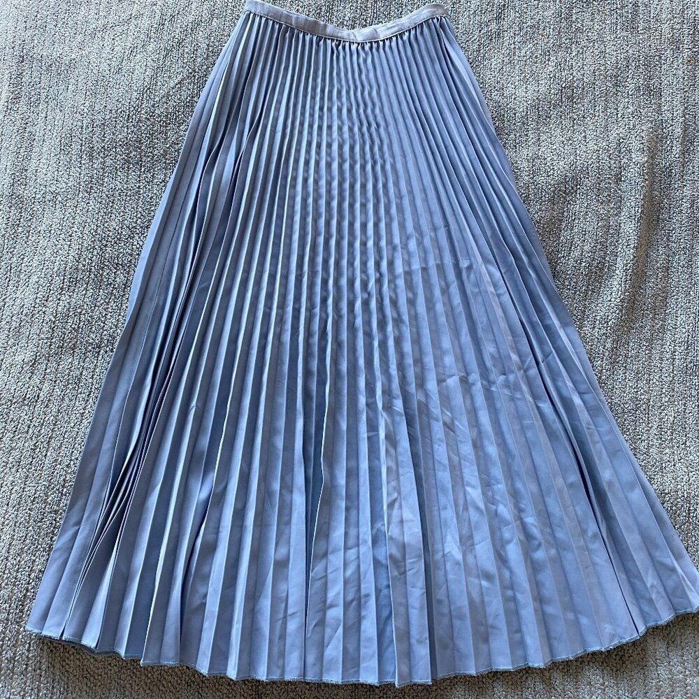 Blue Pleated Maxi Skirt